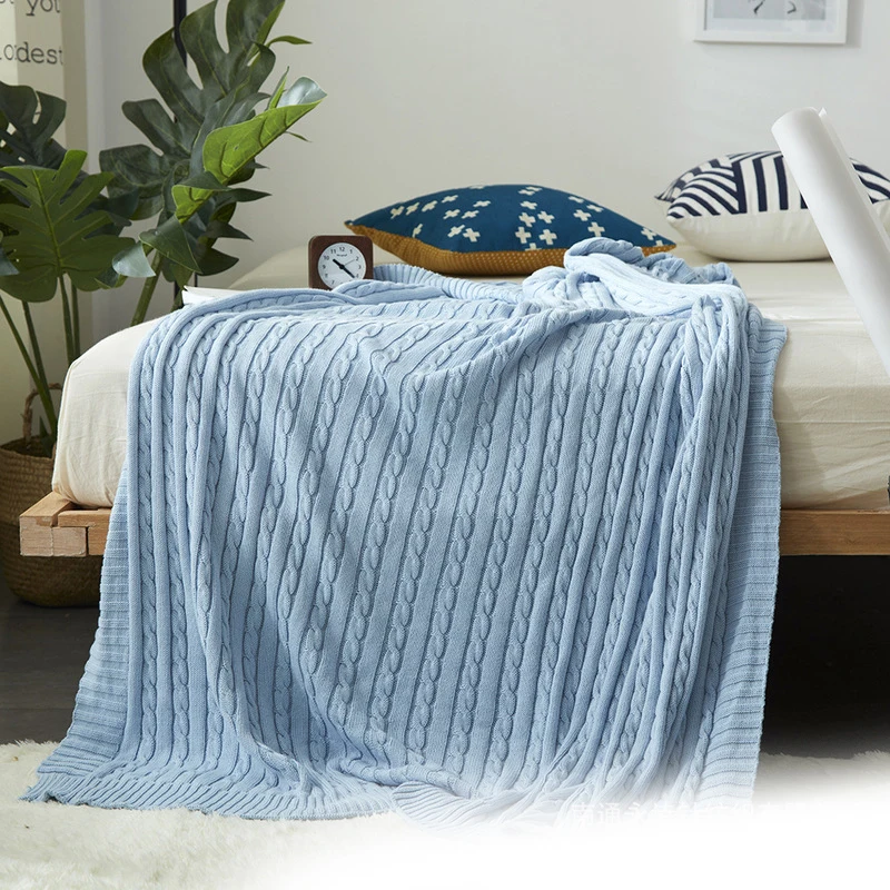 

New Pure Color Cotton Knitted Blanket Super Soft Blanket Home Textile For Gift Bed Car Sofa Travel Elegant Warm Throw Blankets