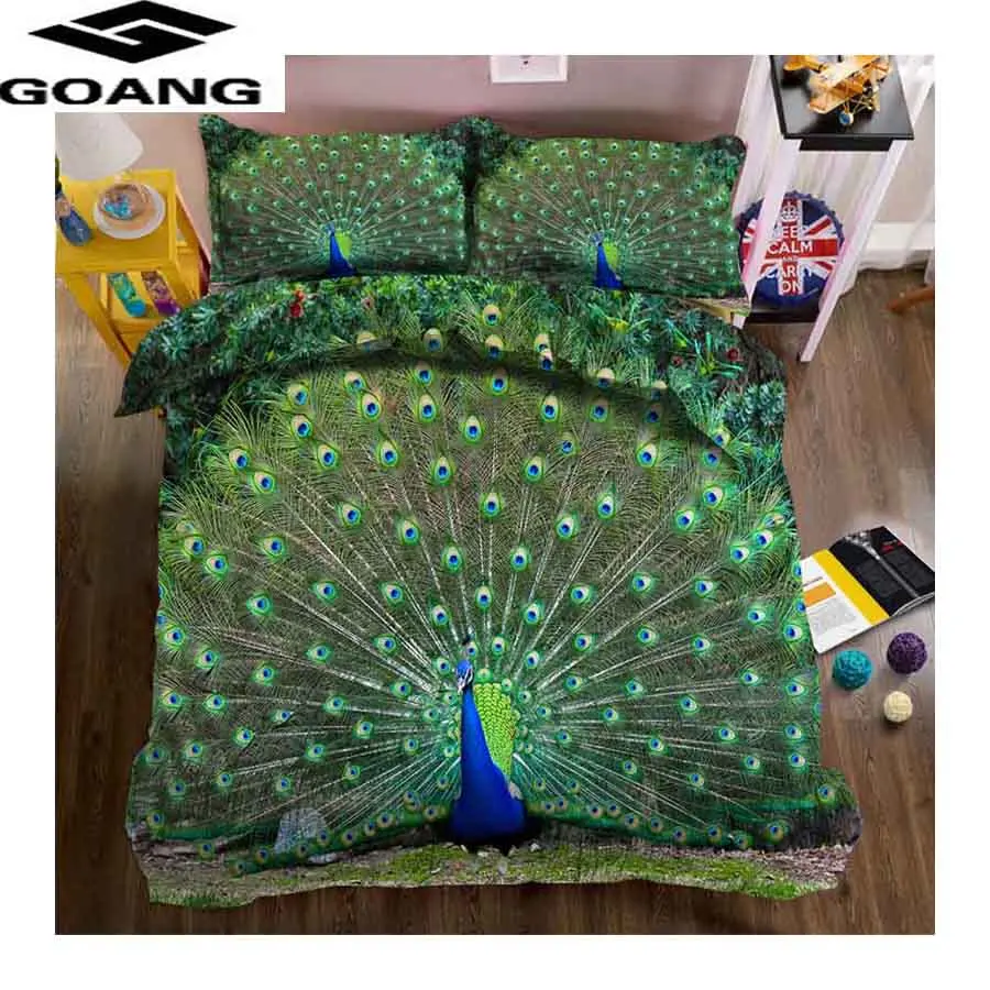 

GOANG linens comforter bedding sets queen duvet cover 200x200 and pillowcases home textiles king size peafowl bedding linen set