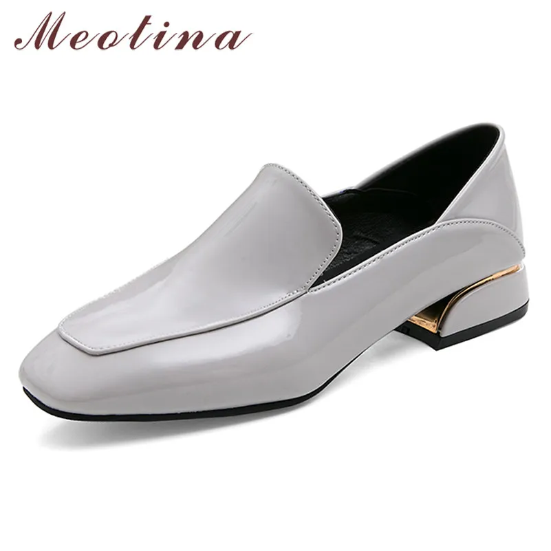 Женские лакированные туфли лодочки Meotina повседневные лоферы из лакированной