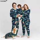 Семейная Рождественская одежда YAGIMI, семейная Рождественская Пижама с динозавром, одежда для мальчиков и девочек, пижама с собакой для родителей и детей