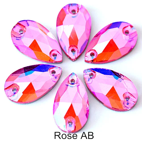 roseAB Высокое качество, много цветов, каплевидные пришивные стразы, каплевидные пришивные камни, стеклянные стразы, пришивные стразы, свадебное платье Y1250 - Цвет: roseAB