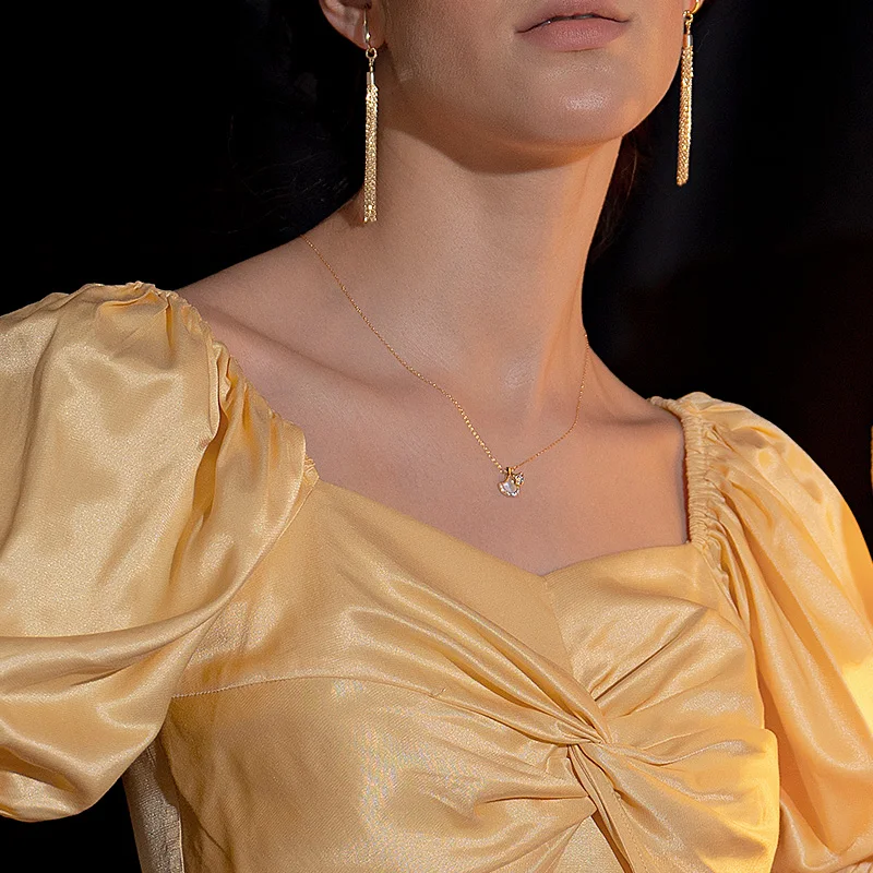 

JIAN Korean Pendant Necklace For Women Crystal Shell Shape Jewelry Fashion Wedding Birthday Gift for Girlfriend Bohemian Chains