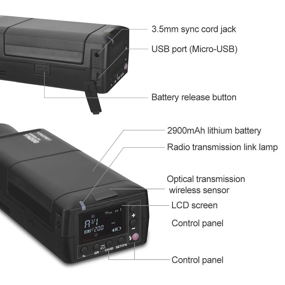 YONGNUO YN200 TTL HSS 2 4G 200W литиевая батарея с USB Type C совместимый YN560 TX (II)/YN560 Pro/YN862 для Canon