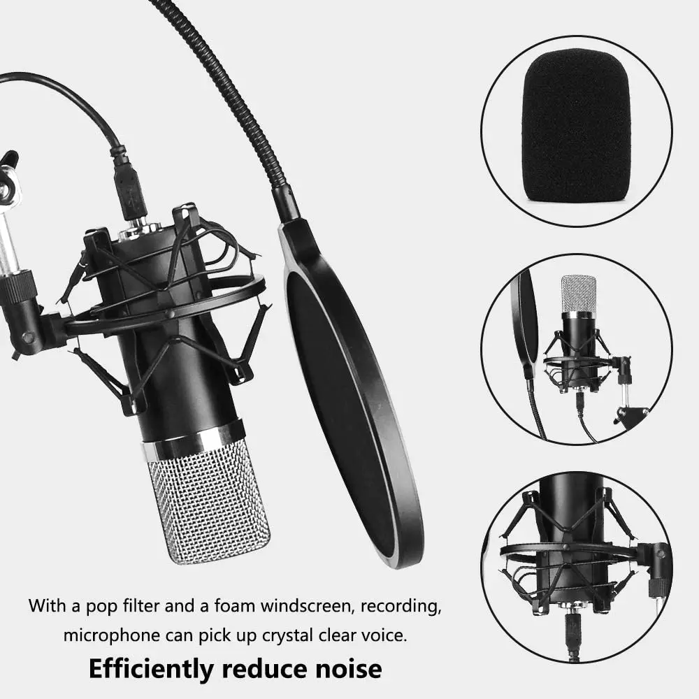 GEVO конденсаторный USB микрофон компьютер ПК комплект 192 кГц/24 бит с подставкой