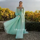 Элегантные мятно-зеленые арабские вечерние платья с длинным рукавом 2022 Роскошные Кристальные дубайские женские вечерние платья для гостей свадьбы выпускного вечера