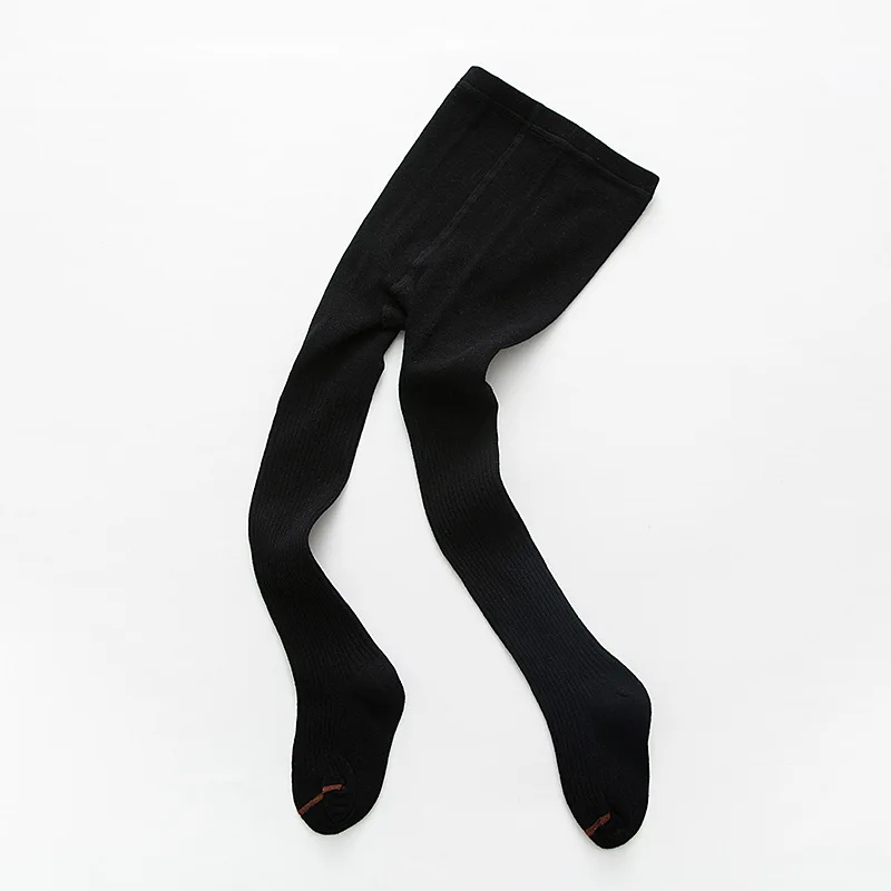 black GZHilovingL/хлопковые колготки в рубчик для маленьких девочек; колготки для детей; сезон осень-зима; теплые эластичные вязаные колготки для младенцев - Цвет: black