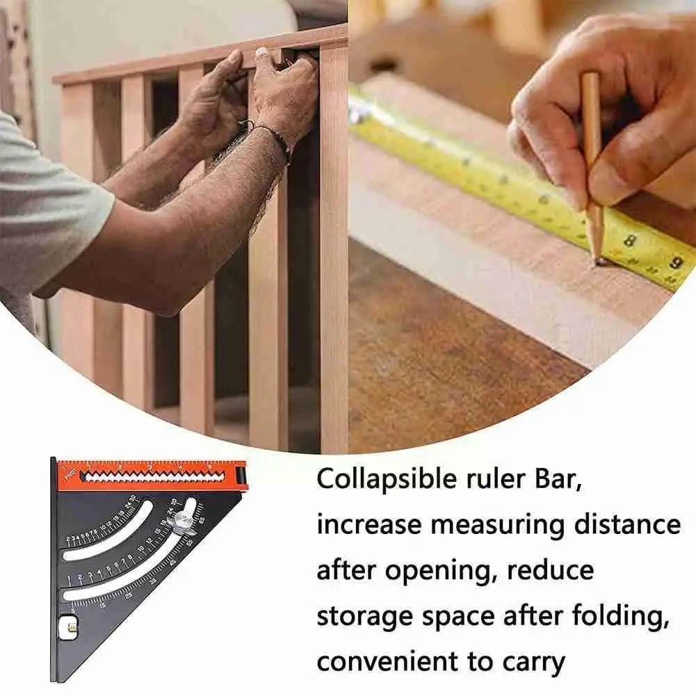 

Angle Ruler Folding Metric Aluminum Alloy Triangular Angle Ruler Woodwork Square Measuring Speed Triangle Protractor Measur R7K8