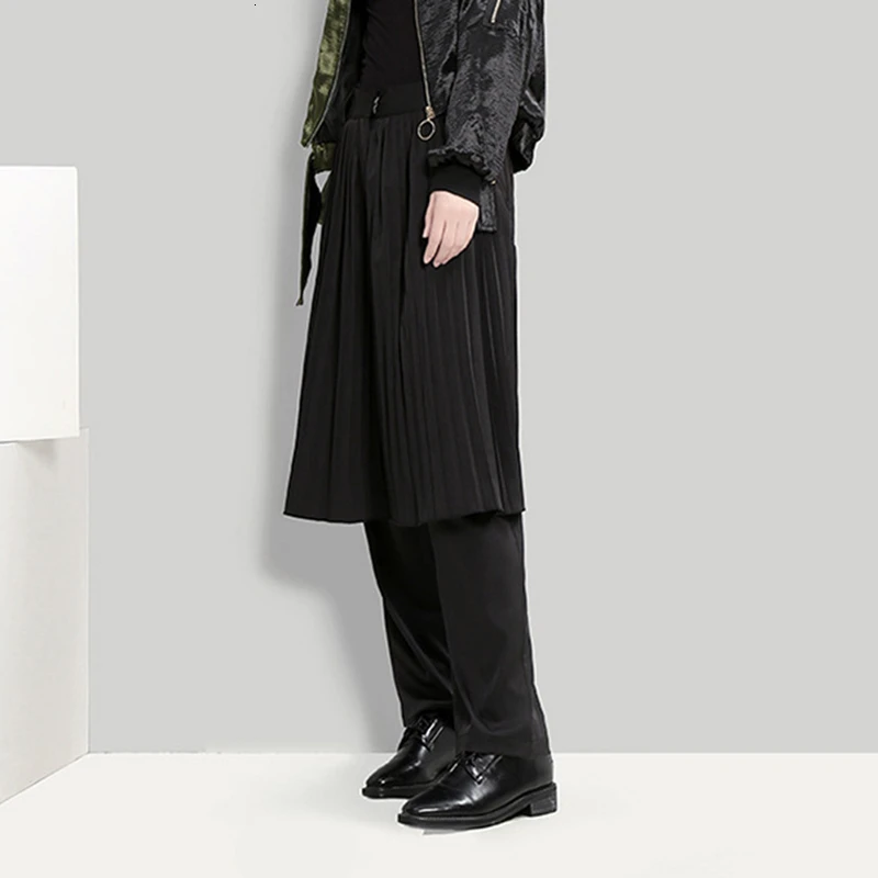 CHICEVER Лоскутные поддельные брюки из двух частей для женщин с высокой талией