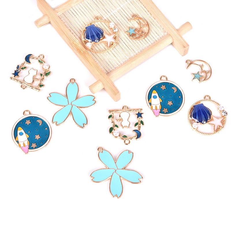 

14pcs/lot Jewelry Making Mixed Metal Enamel Charms Pendant DIY Findings Craft