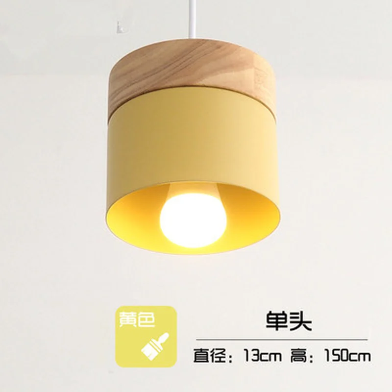 

Modern Led Pendant Light Fixture With Wood Iron Dining Room Cafe Restaurant Nordic Indoor Wooden Cylinder Hanging Lamp Homedeco