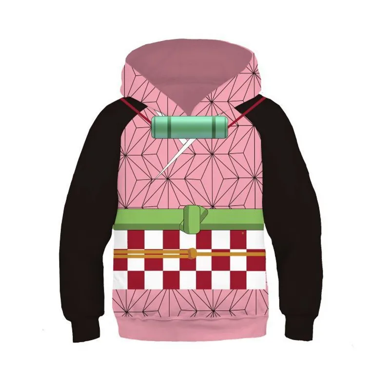 Kids Boy Girl Demon Slayer Kimetsu no Yaiba Tanjirou Nezuko Zenitsu Tomioka Cosplay Hoodie Costume Jacket Coat Halloween Party