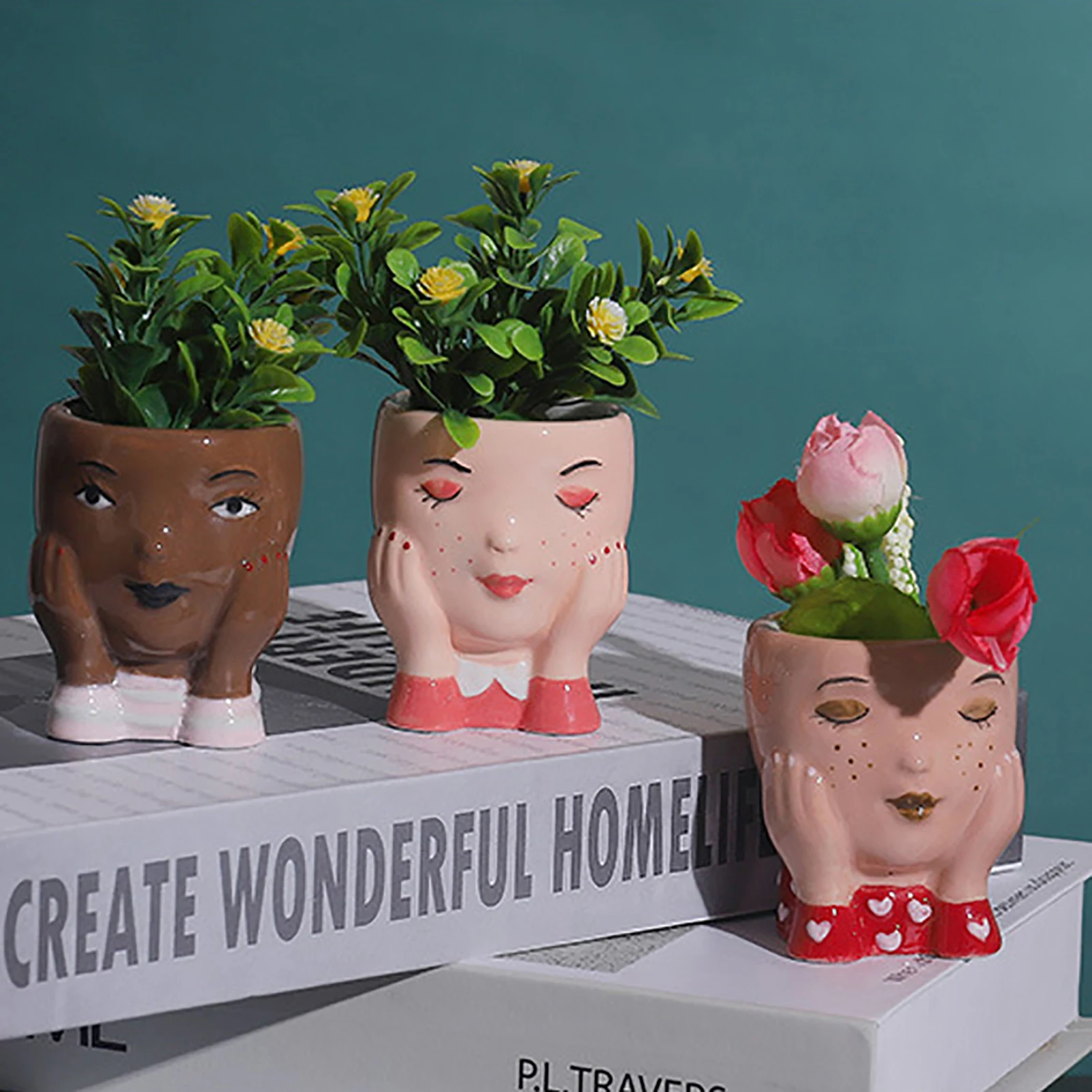 

Succulent Plant Pot Cute Girls Flowerpots Ceramic Succulent Planter For Home Office For Mini Succulents And Cacti Decorative
