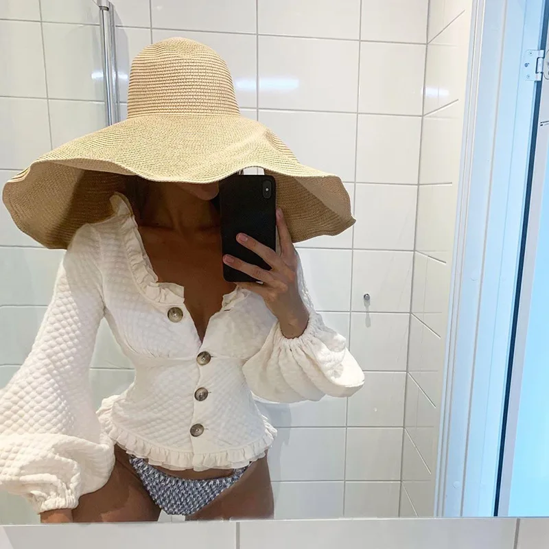 Однотонные блузки MONMOIRA с круглым вырезом Женская винтажная однобортная Осенняя