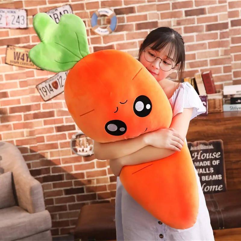 

45-110cm Cartoon Plant Smile Carrot Plush toy Cute Simulation Vegetable Carrot Pillow Dolls Stuffed Soft Toys for Children Gift