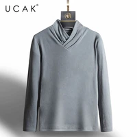 ucak brand spring autumn new arrival tops high quality classic casual business long sleeves cotton t shirt for men clothes u5325