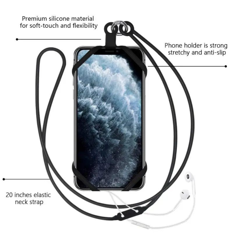 Universal Lanyard For Phone Silicone Sports Strap Neck Hanging Rope Sling Chain Mobile Case With Holder | Мобильные телефоны и