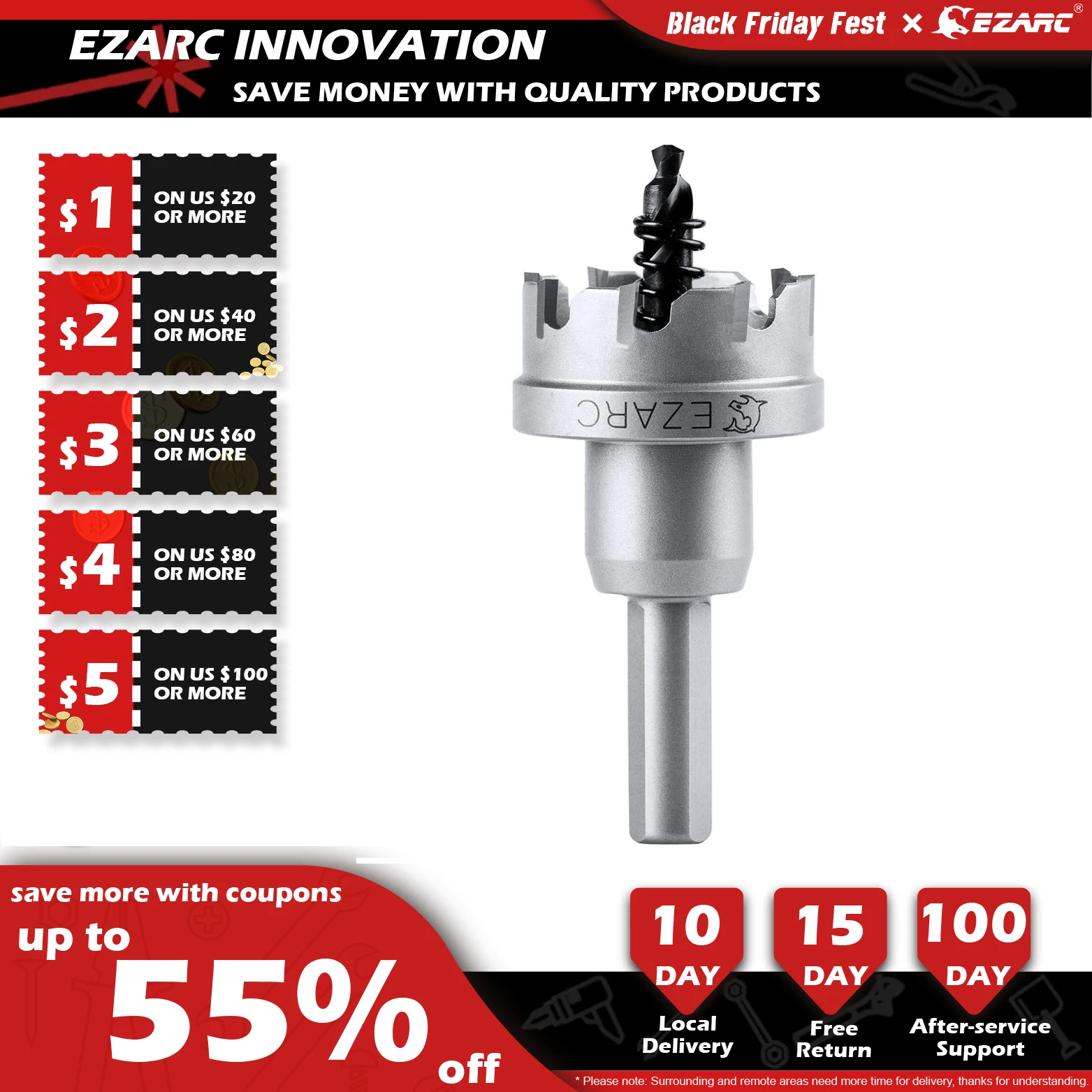 

Твердосплавное корончатое сверло EZARC, насадка для сверления металла, из сплава нержавеющей стали, 15-34 мм, 1 шт.