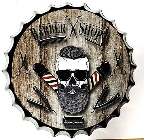 

Tin Sign Bottle Cap Metal Tin Sign Barber Shop Diameter Round Metal Signs for Home and Kitchen