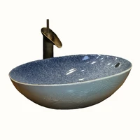 js b0391 carving art lavatory sink bathroom ceramic vanity sink set shampoo basin oval countertop washbasin matching set drain