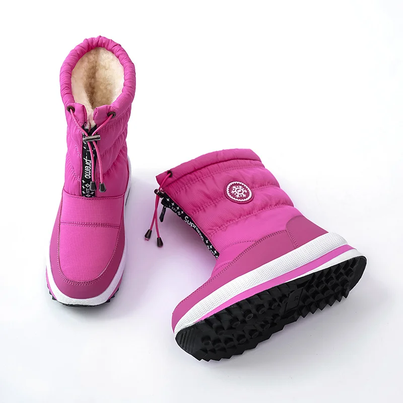 Женские зимние ботинки на танкетке теплые меху из водонепроницаемого плюша