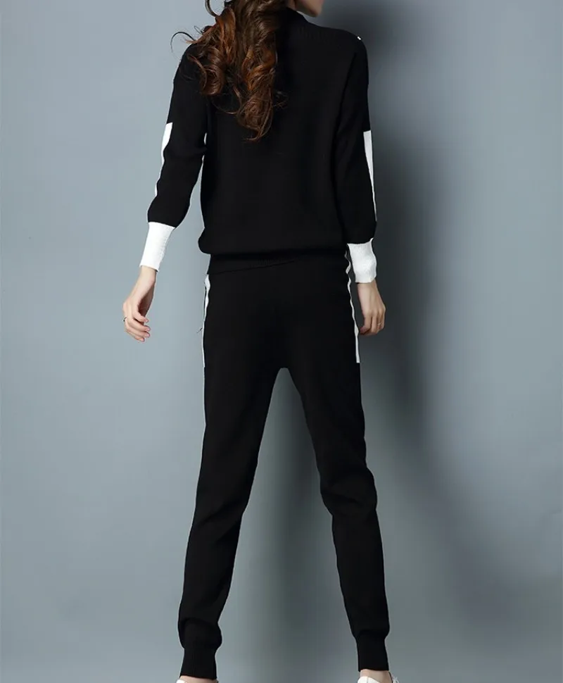 Женский трикотажный комплект из 2 предметов повседневный свитеров пуловера и