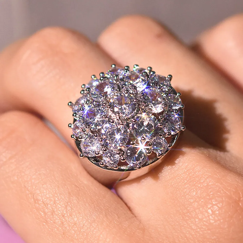 

Big Luxury full AAA zircon diamonds Rings for women crystal gemstones white rose gold color party jewelry bague bijoux fashion