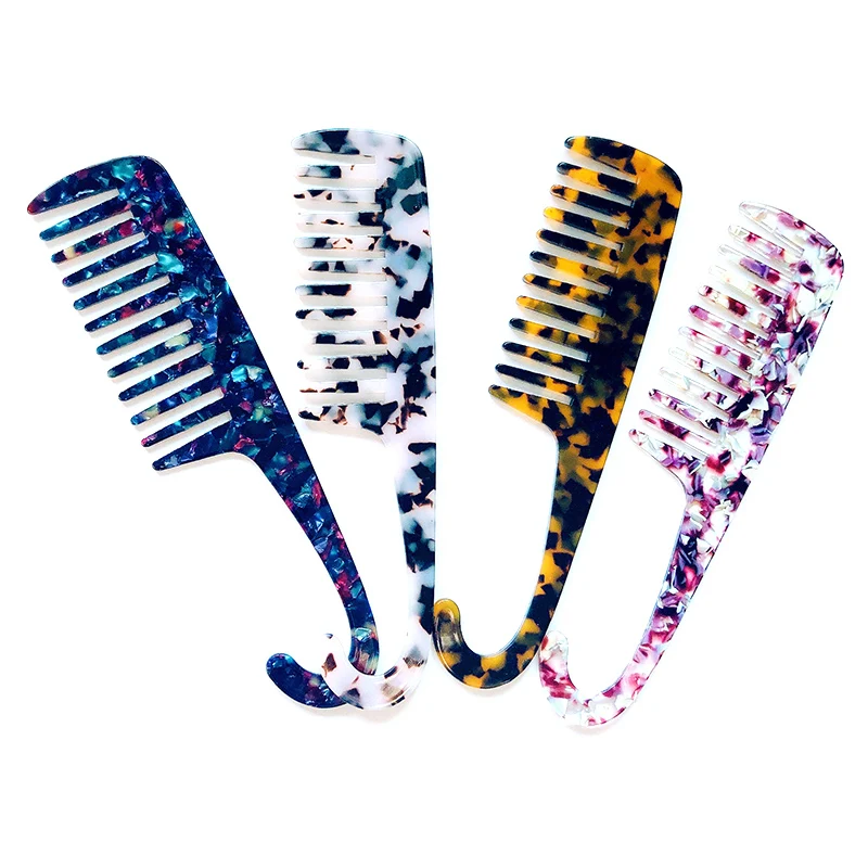 

1X Acetate Anti-static Massage Hair Combs With Hook Hairdressing Comb Hair Brush