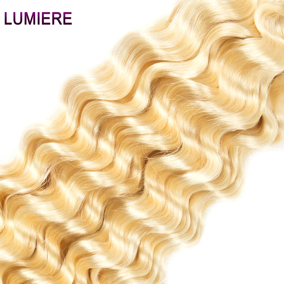 Lumiere 613 блонд пряди глубокая волна человеческие волосы 3 бразильские 4 Remy | Шиньоны