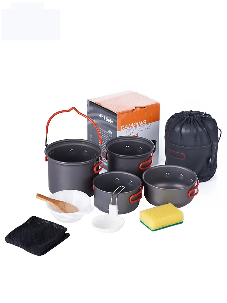 

Ultra-light Aluminum Alloy Portable Camping Tableware Travelling Hiking Picnic Cooking Pots Set Outdoor 2-3 Person Cook Utensils