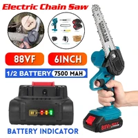 3000w 6 inch mini electric chain saw with battery indicator rechargeable woodworking garden tool for makita 18v battery