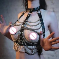new leather body harness chain bra top chest waist belt gothic punk bra harness bondage suspender erotic lingerie bdsm sex toys