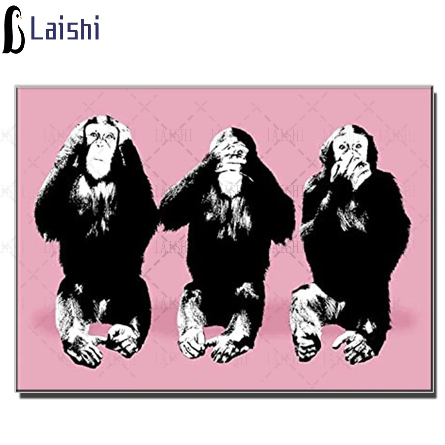 

Diamond Painting Three gorillas animal Full Square/Round Diamond Pattern Embroidery Cross Stitch mosaic 5D Rhinestone Painting