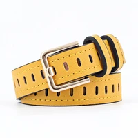 1pc fashion casual faux leather waist belt metal pin buckle belt openwork waistband cummerbund for trousers jeans pant 10 colors