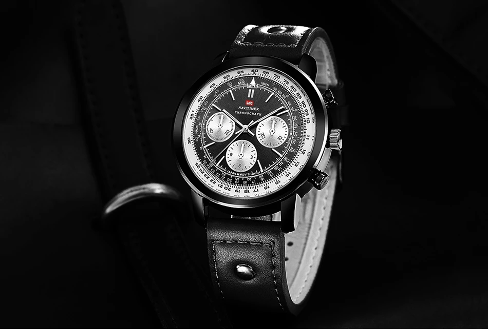 Airplane Sports Military Blue Dial Pilot Calendar Men Wristwatch Chronograph Fashion Casual Brand Army Brown Leather Watches