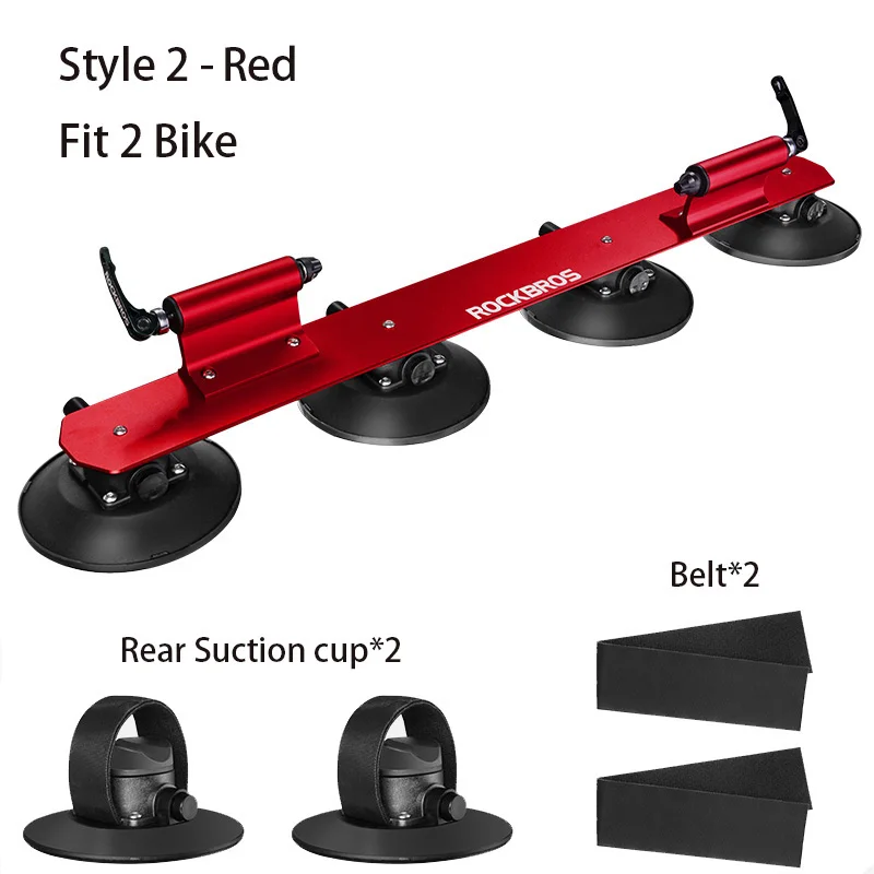 Style 2-Red ROCKBROS Автомобильный багажник на крышу с присоской, велосипедная стойка для горного велосипеда, велосипедная ступица, быстрая установка, Вакуумный патрон, крепежный аксессуар - Цвет: Style 2-Red