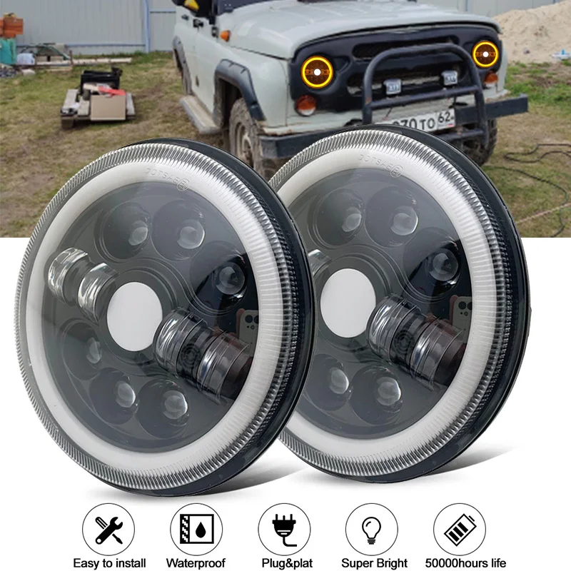 Для Jeep CJ-7 Wrangler LJ TJ JK JL 1 пара 7 дюймов 45 Вт дальний и ближний свет светодиодный ная