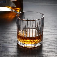 japanese glass cup vertical pattern transparent whiskey glass home shot glass creative liquor spirits wine glass beer glass