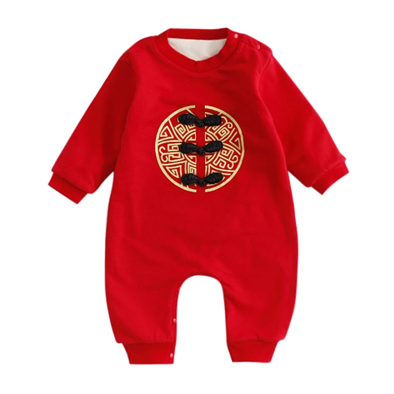 Китайская Новогодняя одежда комбинезон детский праздничный с вышивкой для