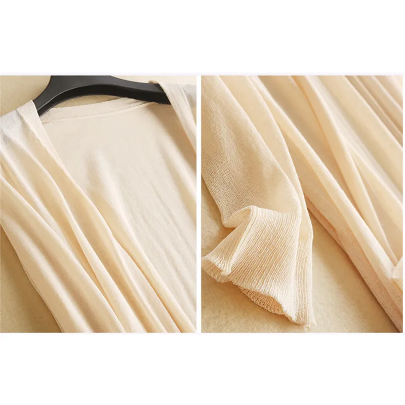 

Women Midi Long Cardigan Summer Autumn Thin Silk Knitted Cardigans Female Casual Loose Sweater Coat Jacket Plus Size 2XL AB1426