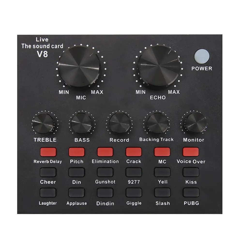 V8 аудио USB гарнитура микрофон веб-трансляция живая звуковая карта 112 видов