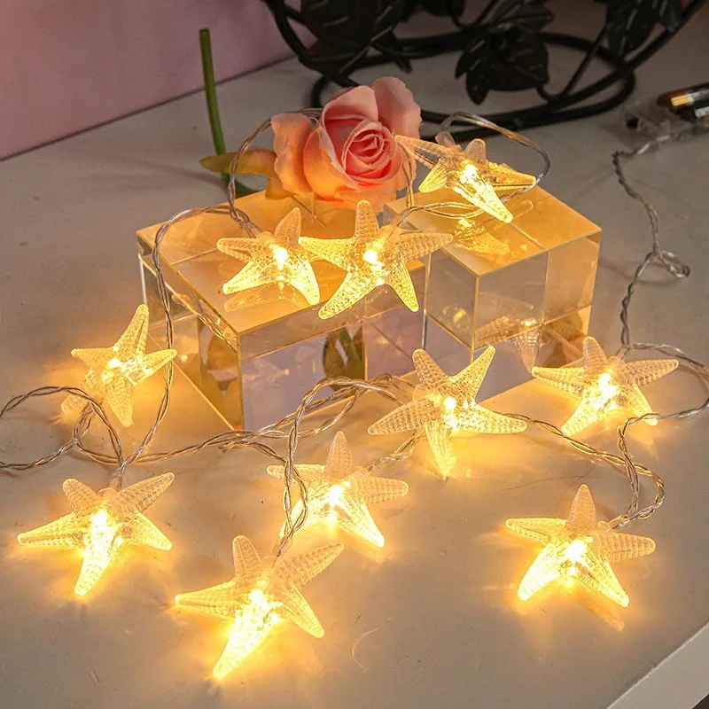 

PheiLa LED Starfish String Lights Fairy Garland Lamp String Battery Operated for Romantic Wedding Christmas Outdoor Decoration