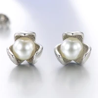 girls lovely clover wrapped in pearls tiny stud earrings cute minimal earring piercing stud charm wedding earrings accessories