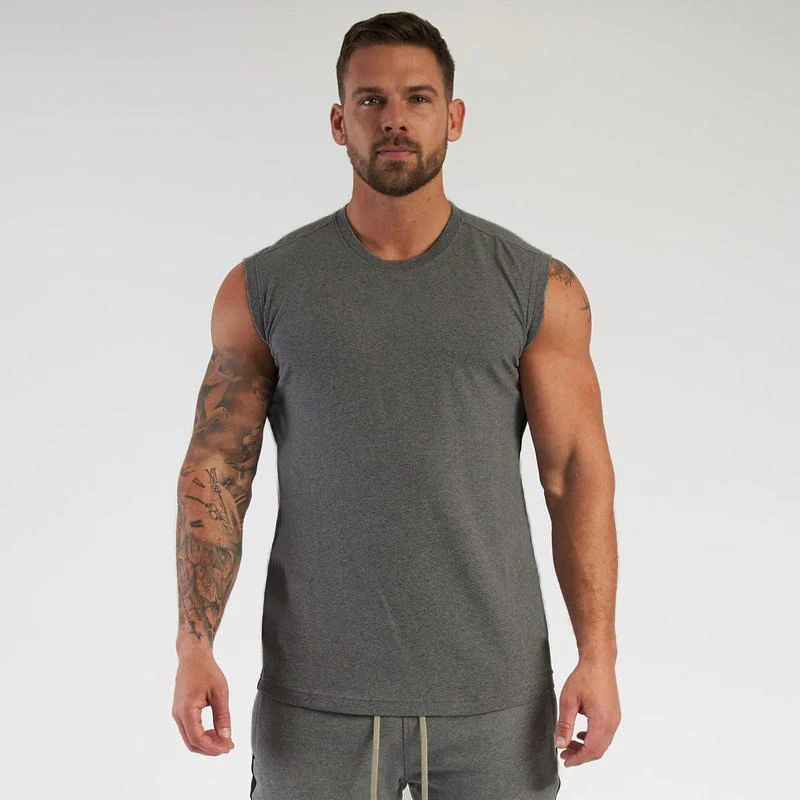 

Compression Sleeveless Shirt Cotton Gym Clothing Fitness Mens Tank Top Bodybuilding Stringer Singlet Muscle Vest Workout Tanktop