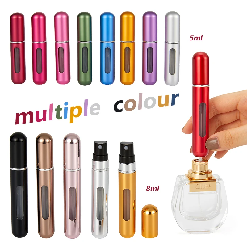 

8ml 5ml Portable Mini Refillable Perfume Bottle With Spray Scent Pump Empty Cosmetic Containers Spray Atomizer Bottle For Travel