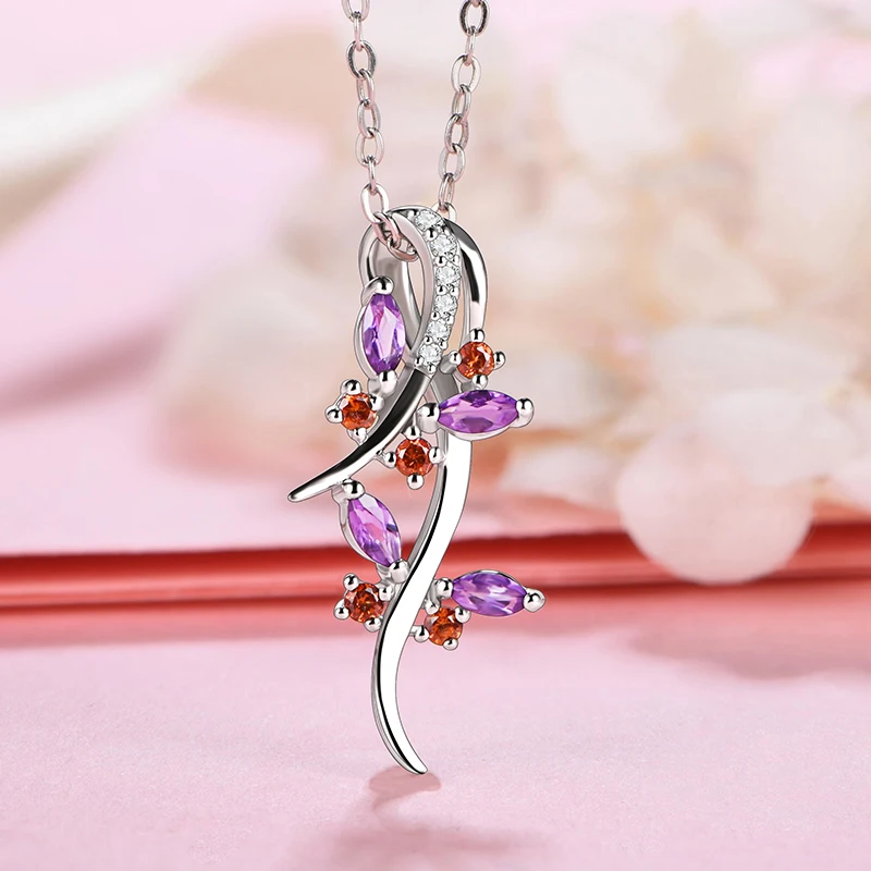 Натуральный Аметист Стерлинговое Серебро женская подвеска гранат подарки на