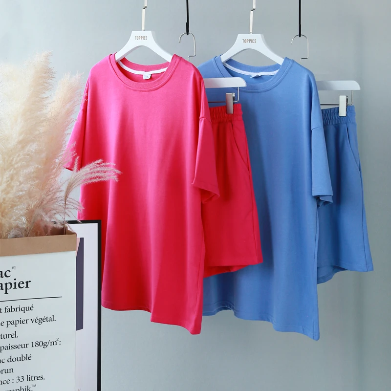 Toppies летний женский спортивный костюм из двух предметов короткий рукав футболки