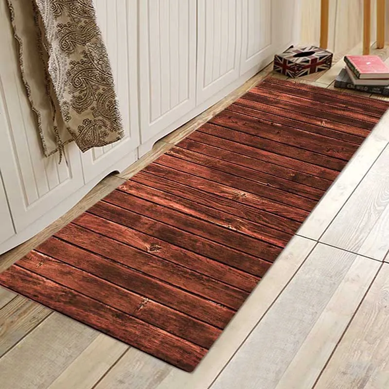 Brown wood bars Flannery printing Anti-Slip absorbent home mat