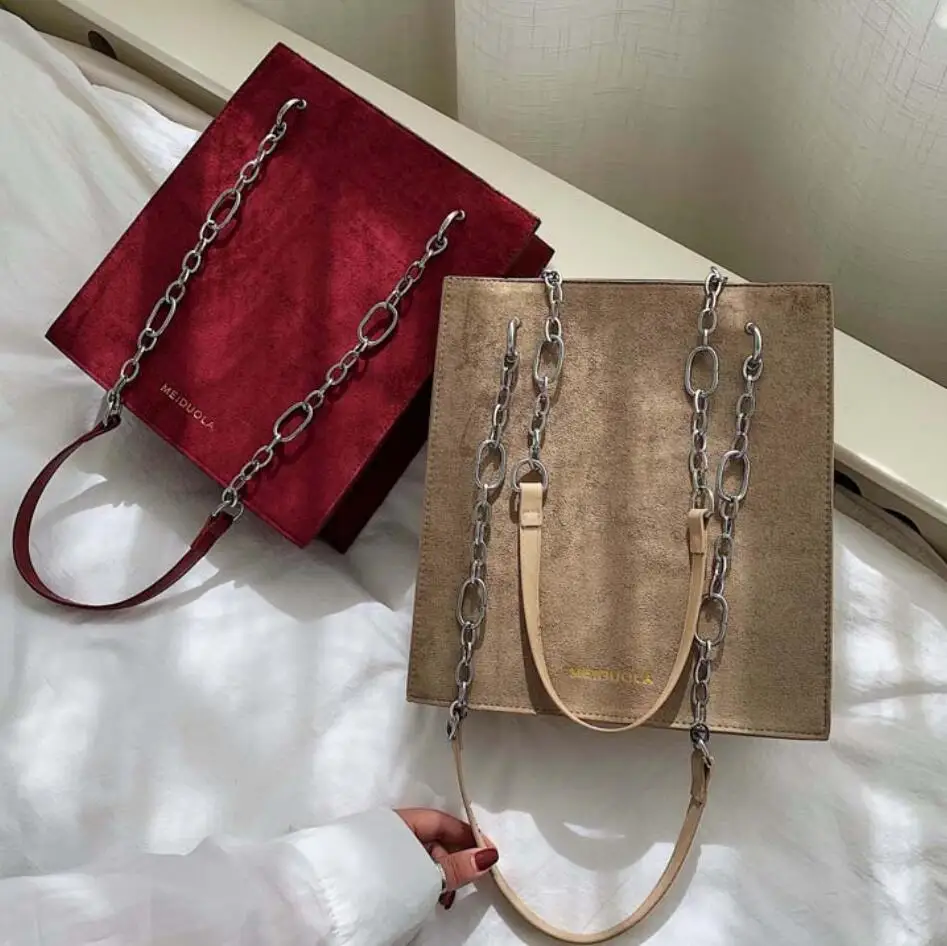 

Vintage Fashion Female Large Tote Bag 2020 New Quality Matte Leather Women's Designer Handbag Large capacity chain Shoulder Bags