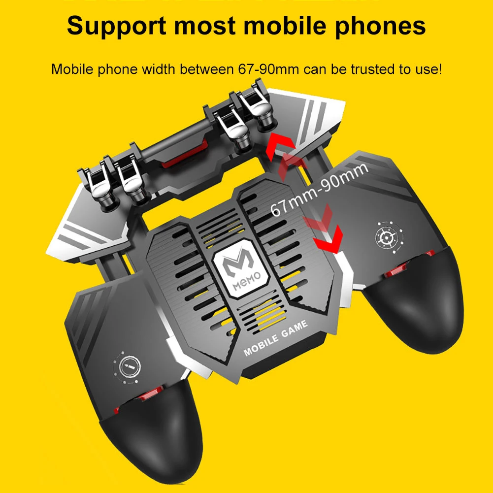 Pubg Game Gamepad AK77 for Phone Shooter Trigger Fire Button Cooler Fan Controller Grip 6 Finger Joystick PUBG | Мобильные телефоны