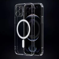 2021 new transparent magnetic anti drop silicone phone case for iphone 13 12 11 pro max mini fine hole camera protection covers